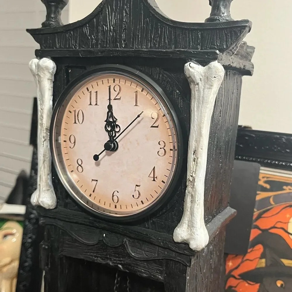 Martha Stewart Halloween Grandinroad Dupe Skeleton Skull Clock Tower Decor